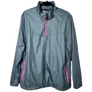 NIKE Shield Men's Grey/Pink GOLF Stretch Windwear Jacket/Windbreaker Sz L